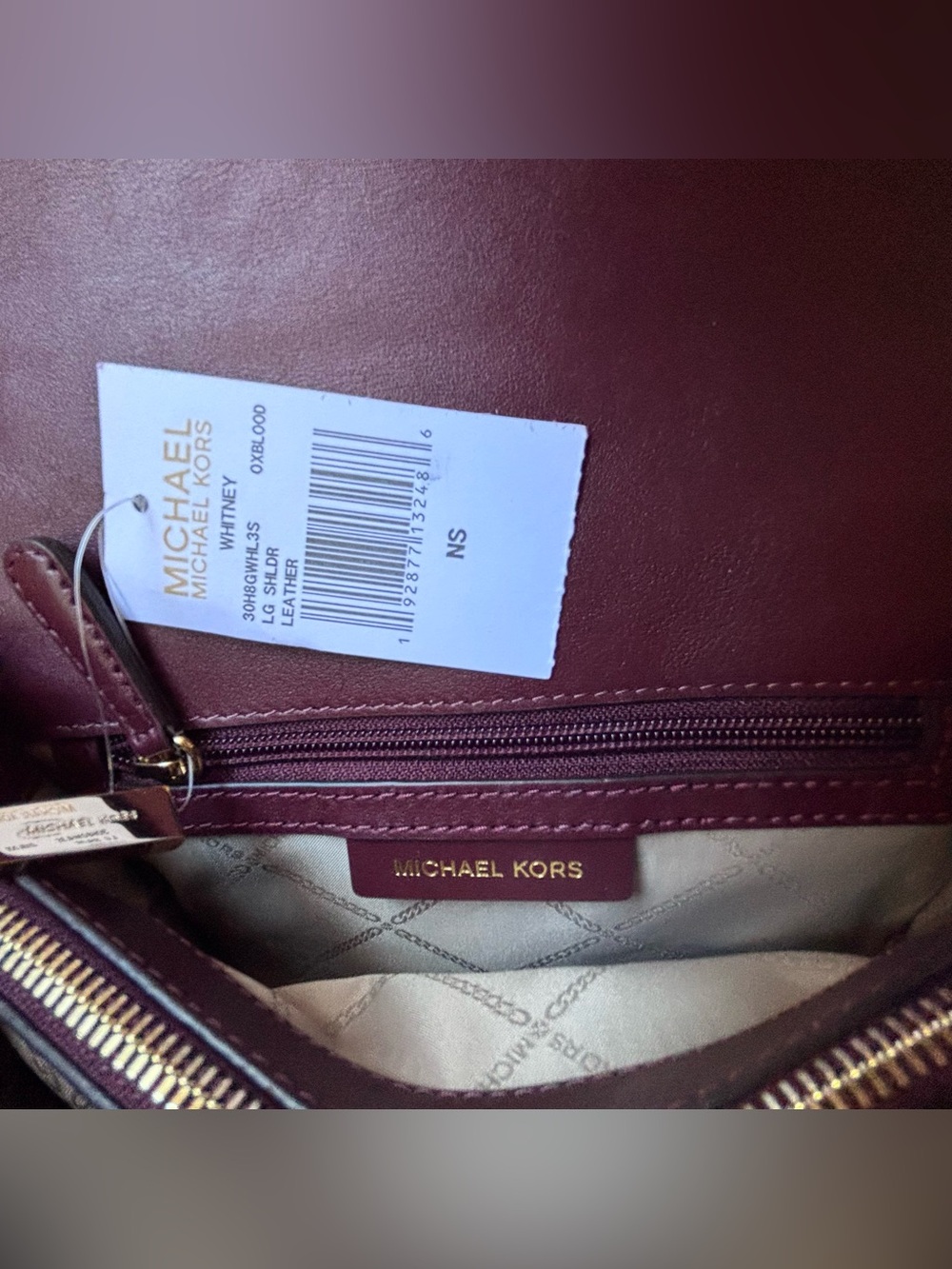 Final sale New Michael Kors Whitney quilted oxblood leather suede shoulder bag - Picture 9 of 16